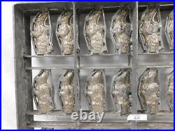 123/238 ANTIQUE CHOCOLATE/CANDY MOLD 23 RABBITS With BASKET RABBIT 4.5x2x1