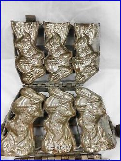 123/243 ANTIQUE CHOCOLATE/CANDY MOLD 3 RABBITS With BASKETS RABBIT With BASKET