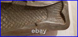 13 Big Fish Poisson Beautiful Chocolate Tin Pewter Mold Vintage Antique 33 CM