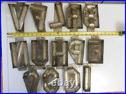 14 Antique Very Large Unmarked Christmas Dutch Chocolate Molds Letters 8x4