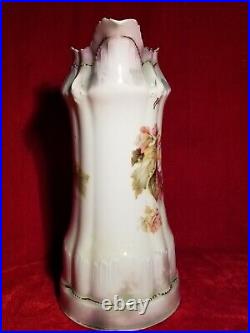 1870-1918 RS PRUSSIA L Pitcher Chocolate Coffee Pot Mold Flower PINK vtg Antique