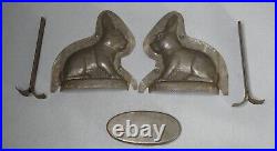 1900's Antique German Easter Bunny Rabbit Double Chocolate Candy Tin Mold 4'