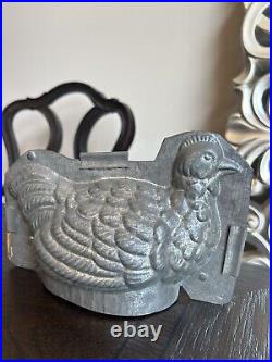 1930's Antique Metal Nesting Chicken Chocolate Mold -Confectionary Collectible