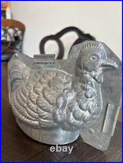 1930's Antique Metal Nesting Chicken Chocolate Mold -Confectionary Collectible