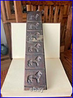 19th Cent Antique Copper Chocolate Candy Lions Mold