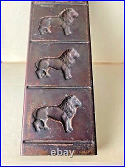 19th Cent Antique Copper Chocolate Candy Lions Mold