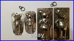 2 Mickey Mouse Small And Big Tin Pewter Dutch Chocolate Molds Vintage Antique