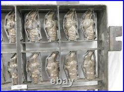 238/123 ANTIQUE CHOCOLATE/CANDY MOLD 23 RABBITS With BASKET RABBIT 4.5x2x1