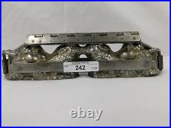 242/123 ANTIQUE CHOCOLATE/CANDY MOLD 2 HINGED CLASP 2 RABBITS With CART RABB