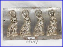 245/123 Antique Chocolate/candy Mold German Bodderas Erntebruck 4 Rabbits
