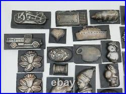 27 Antique Tin Butter or Chocolate Candy Molds Ranging from 1.5 to 4