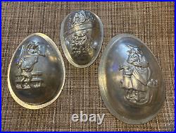 3 Antique T. C. Weygandt 1/2 Chocolate Easter Egg Molds Germany 5-6-7 in Rabbits