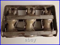 3 Rabbit Antique Chocolate Easter Bunny Mold Metal Hinged Sugarcraft