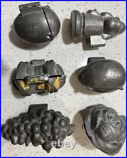 6 Vintage Hinged Pewter, Ice Cream, Chocolate Butter Molds set Of 6