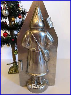 9 Antique Vintage Old World Santa Chocolate Mold. Signed Mafter. 9 1/2 tall