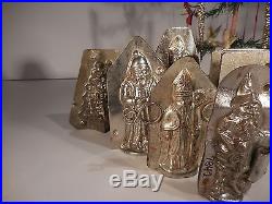 AAFA Tin Father Christmas Belsnickle St Nicholas Santa Tree Chocolate Mold 9 pcs