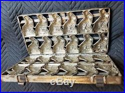 ANTIQUE 12 Bunny RABBITS Industrial PROFESSIONAL Chocolate Candy Mold metal