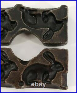 ANTIQUE #17 MILLS Cast Iron 3 Rabbit Bunny EASTER Candy Chocolate Mold VTG