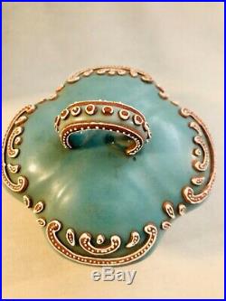 ANTIQUE 1890sNIPPONCHOCOLATE POT, MORIAGEPILLOWEDMOLD SHAPEBLUE/TURQUOISE