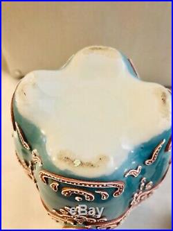 ANTIQUE 1890sNIPPONCHOCOLATE POT, MORIAGEPILLOWEDMOLD SHAPEBLUE/TURQUOISE