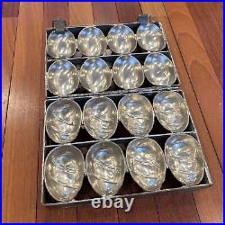 ANTIQUE CHOCOLATE MOLD 8 EASTER EGGS HINGED Metal 11X8 10 Poundsread Details