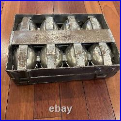ANTIQUE CHOCOLATE MOLD 8 EASTER EGGS HINGED Metal 11X8 10 Poundsread Details