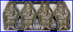 ANTIQUE Christmas SANTA CLAUS 4-Figure Tin Metal CHOCOLATE MOLD / Anton Reiche