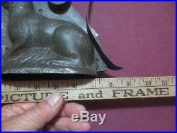 ANTIQUE EARLY TIN RABBIT TWO PIECE CHOCOLATE MOLD WithWONDERFUL FASTENER- GERMAN