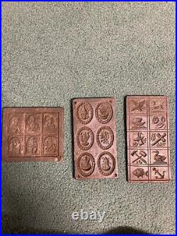 ANTIQUE FLAT LEAD CHOCOLATE MOLD lot of 3
