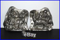 ANTIQUE GERMAN ANTON REICHE TIN CHOCOLATE MOLD LITTLE RED and WOLF
