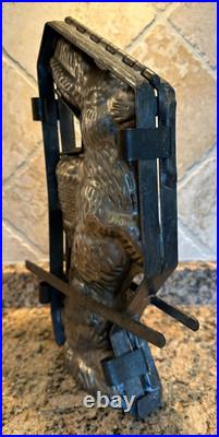 ANTIQUE HAND MADE 12 Lg HINGED 4 CLAMP CLOSURE METAL RABBIT CHOCOLATE MOLD 3LBS