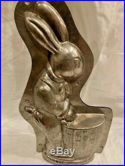 ANTIQUE LARGE EASTER BUNNY 16 GERMAN CHOCOLATE MOLD with CLIPS