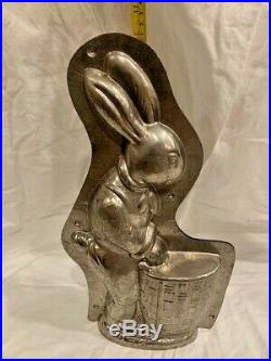 ANTIQUE LARGE EASTER BUNNY 16 GERMAN CHOCOLATE MOLD with CLIPS