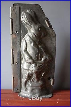 Antique Metal Chocolate Mold Bunny Getting Spanking
