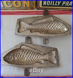 ANTIQUE METAL CHOCOLATE MOLD MOULD NUMBERED SIGNED Large Fish 12.09 inc