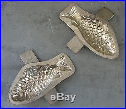ANTIQUE METAL CHOCOLATE MOLD MOULD Small Fish Stamped numbered