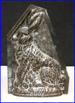 ANTIQUE Rabbit EASTER BUNNY Tin Metal 10 CANDY CHOCOLATE MOLD with ORIGINAL CLIPS