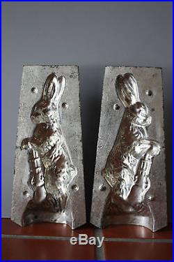 Antique Two Part Metal Chocolate Mold Hunting Rabbit
