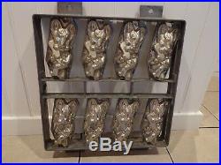 ANTIQUE/VINTAGE BUNNY RABBIT Easter Chocolate Candy METAL HINGED MOLDS