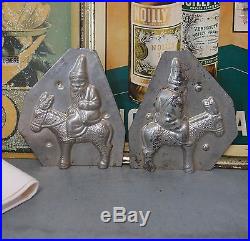ANTIQUE VINTAGE FRENCH CHOCOLATE MOLD MOULD Santa Donkey STAMPED 5.51