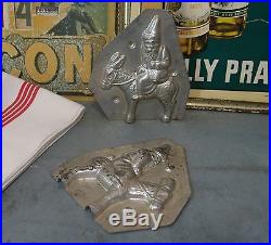 ANTIQUE VINTAGE FRENCH CHOCOLATE MOLD MOULD Santa Donkey STAMPED 5.51