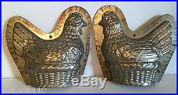 Antique Vintage Hen On Nest Chocolate Mold. 8 Tall. Tin On Copper. Beautiful