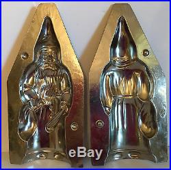 ANTIQUE VINTAGE SANTA WITH BAG & SWITCH CHOCOLATE MOLD. 8 1/2 tall. GERMANY