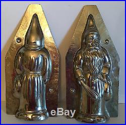 ANTIQUE VINTAGE SANTA WITH BAG & SWITCH CHOCOLATE MOLD. 8 1/2 tall. GERMANY