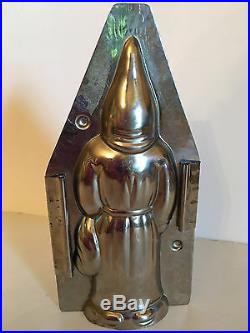 ANTIQUE VINTAGE SANTA WITH BAG & SWITCH CHOCOLATE MOLD. 8 1/2 tall. GERMANY