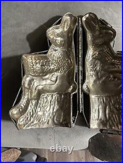 Amazing large 11 1/2 x 5 antique chocolate Easter bunny mold