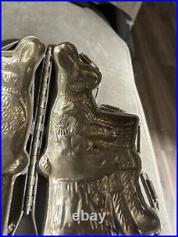 Amazing large 11 1/2 x 5 antique chocolate Easter bunny mold