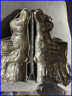 Amazing large 11 1/2 x 5 antique chocolate Easter bunny mold