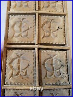 Antique 10 Carved Owl Wooden Maple Sugar Candy Mold Stamp Press, Vermont Estate