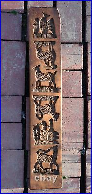 Antique 1800's Dutch Double-Sided Springerle Speculaas 12 Characters Fruit Wood